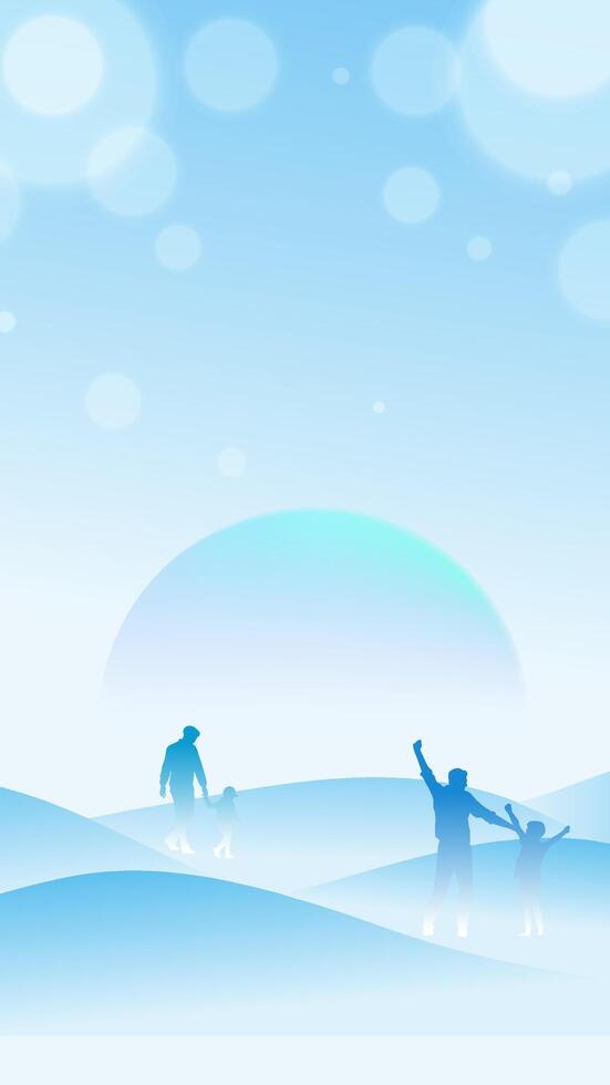 Father's Day vertical illustration with father and son silhouettes vector