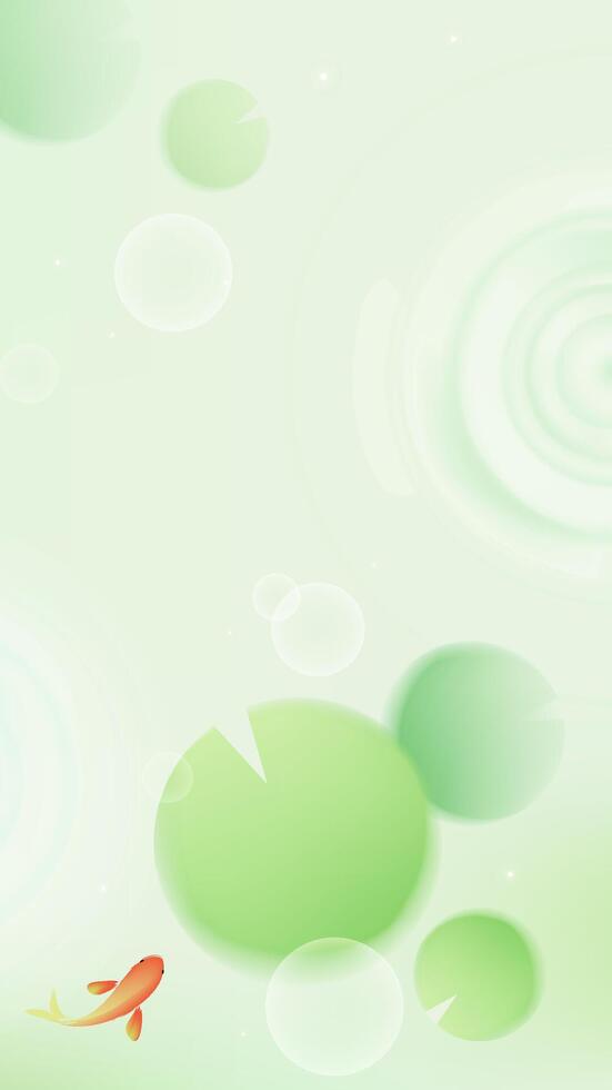 Summer vertical illustration lotus leaves and fish vector