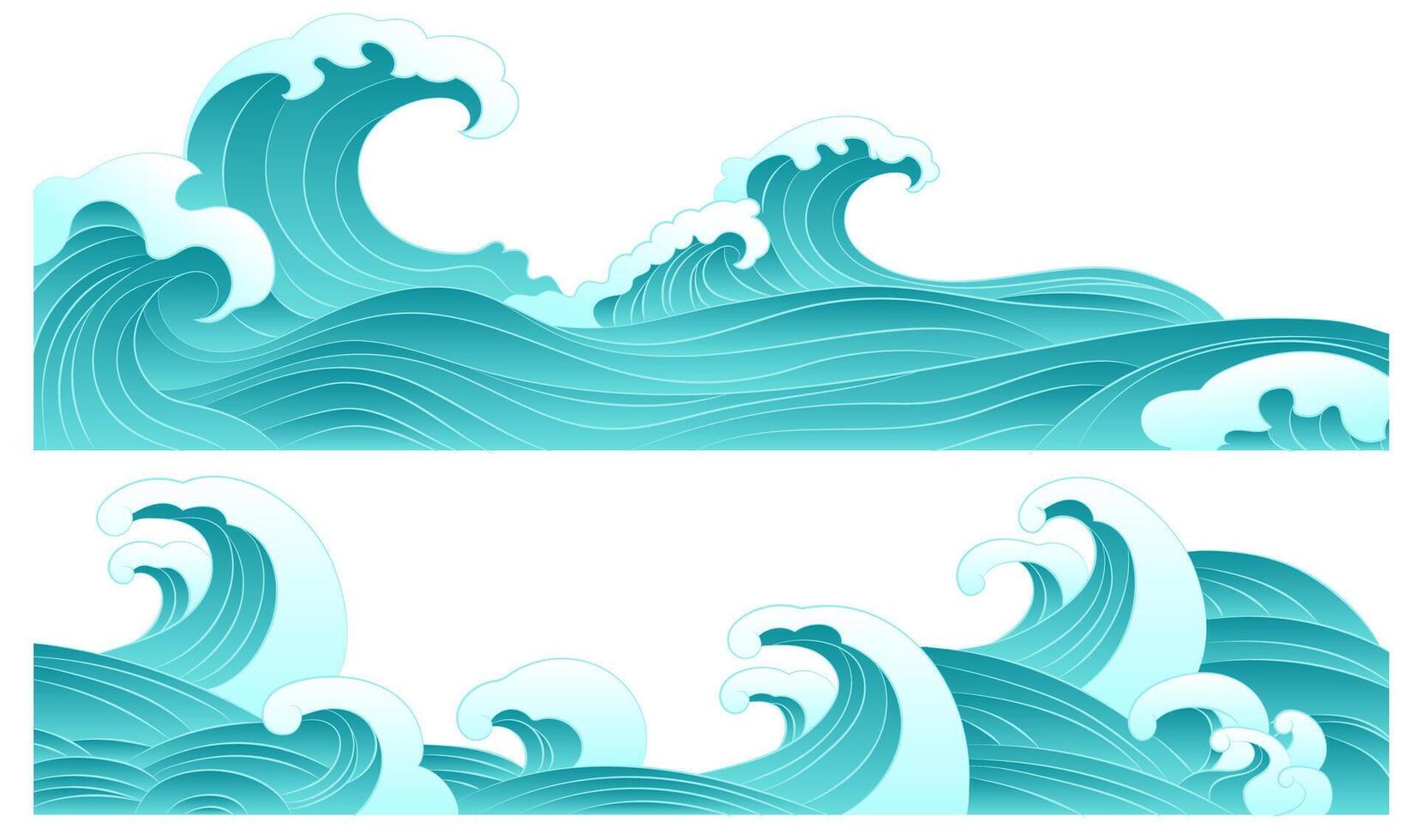 Collection of ocean waves and spray illustration elements vector