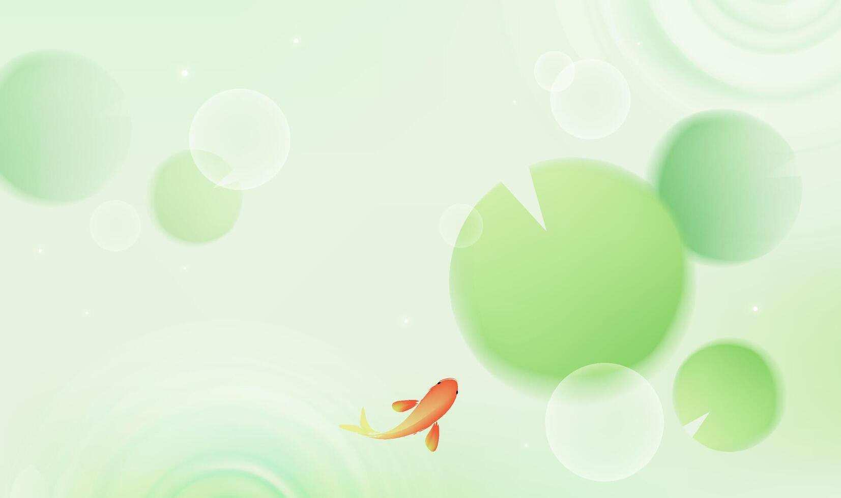 Summer horizontal illustration lotus leaves and fish vector