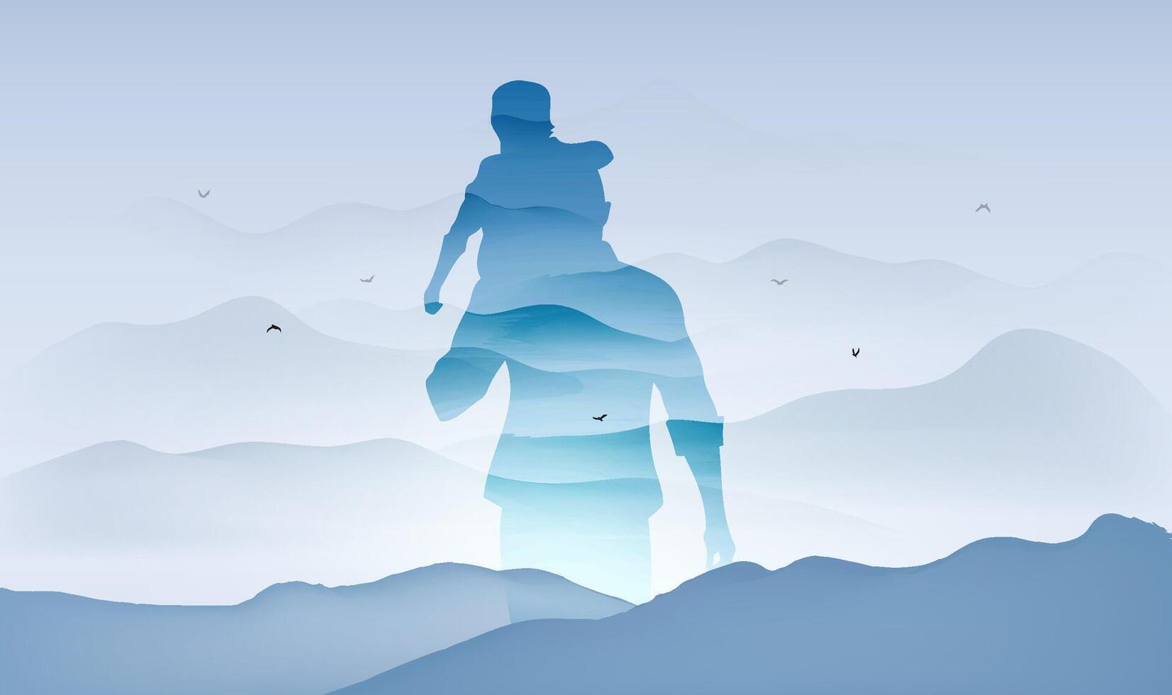 Father's Day horizontal ink and father and son silhouette vector
