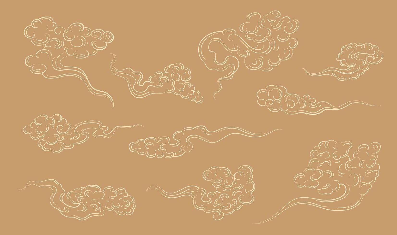 Collection of linear moire design elements vector