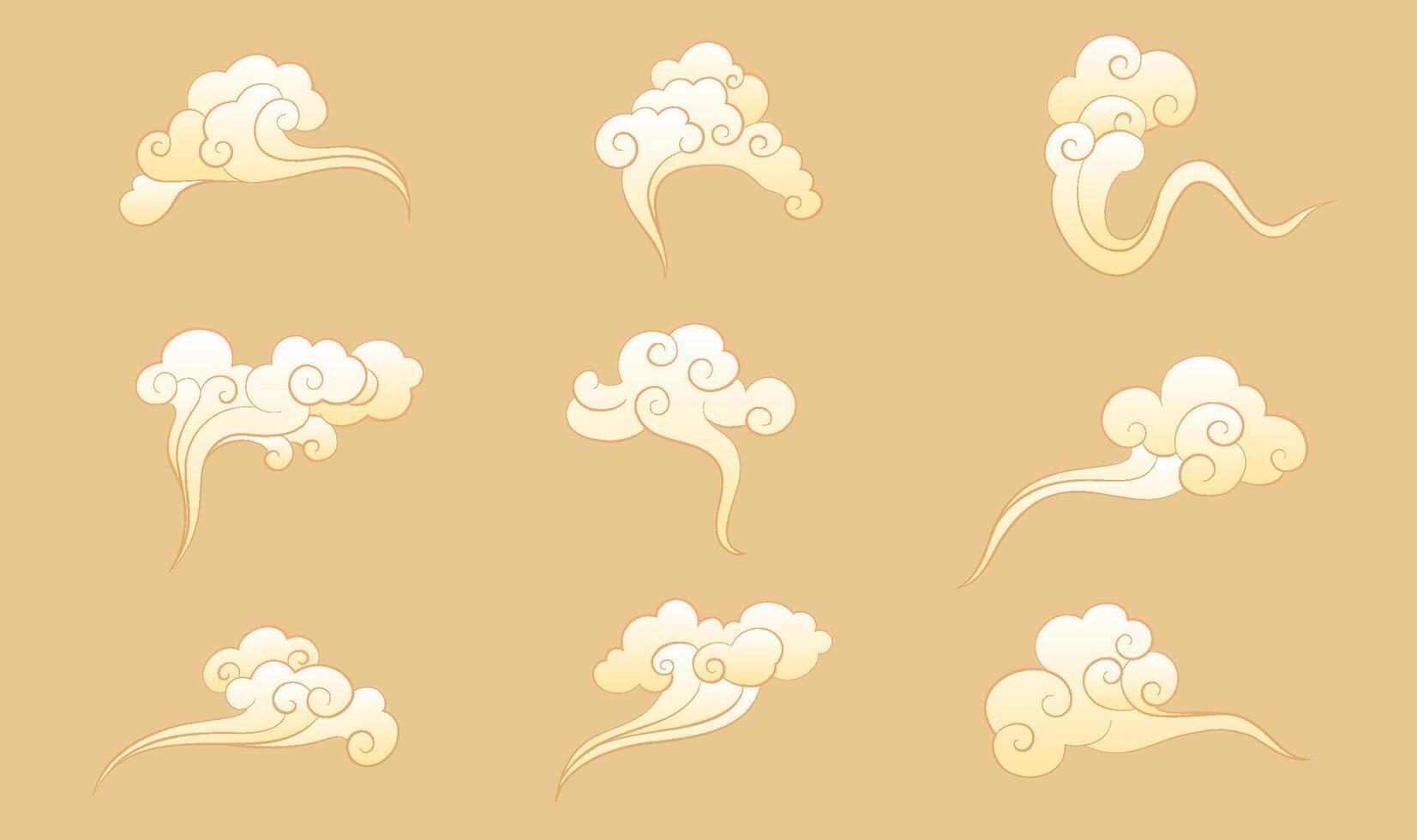Chinese style moire illustration elements collection vector