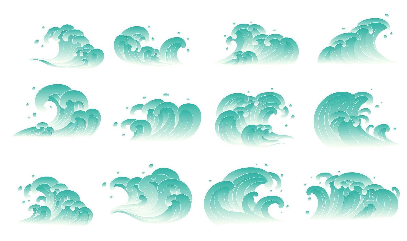 Wave and spray elements collection vector