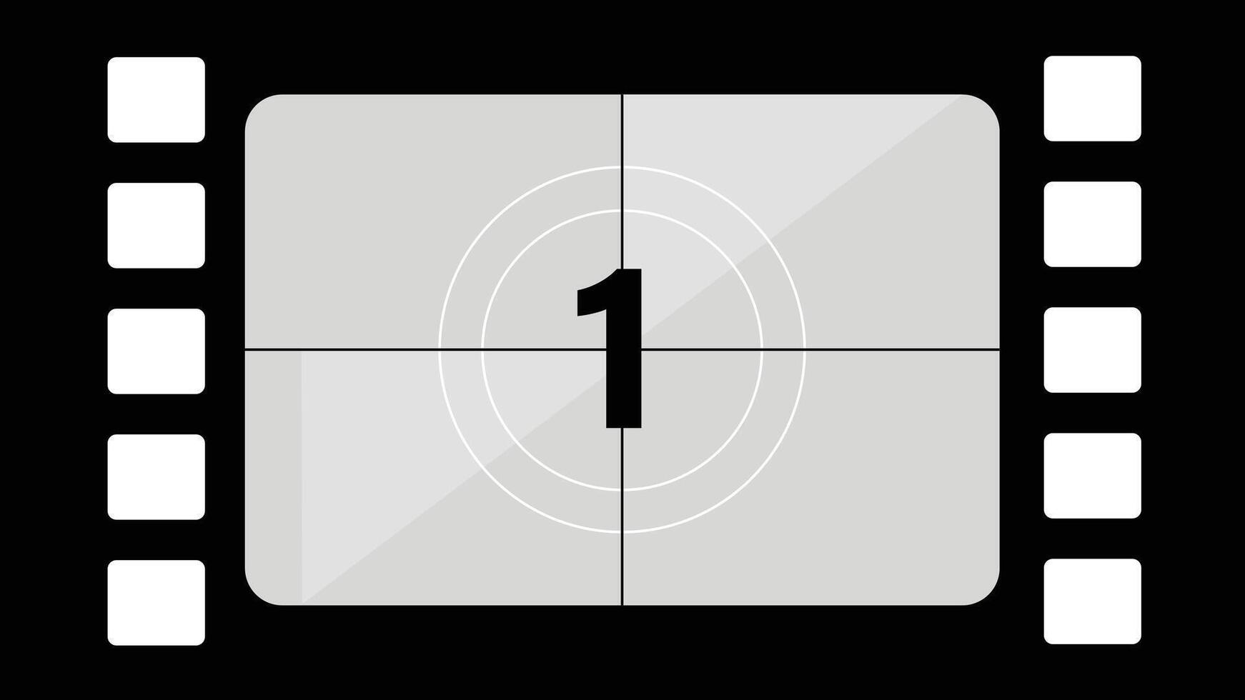Movie Countdown Frame. Retro design. Old film movie timer count. Vintage cinema. Number count. vector
