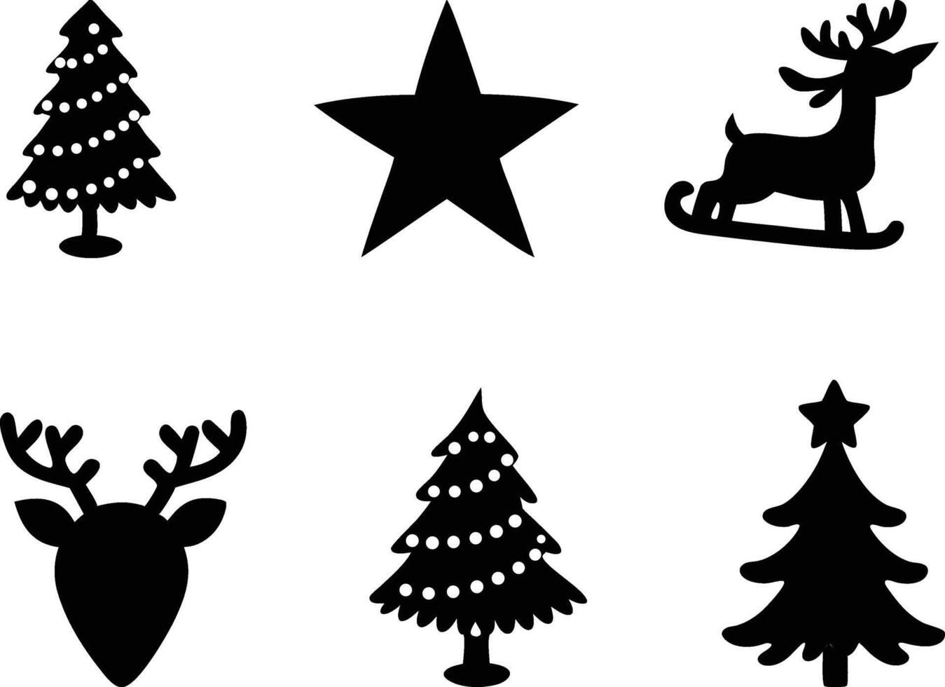 Christmas Silhouette Set Merry and Bright Style vector