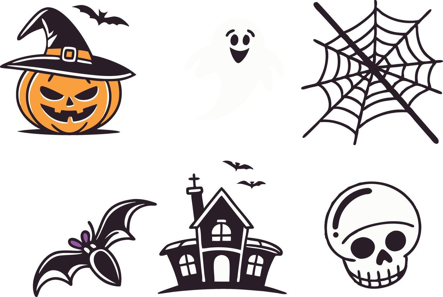 Spooky Halloween Illustrations Bundle in Vibrant Style vector