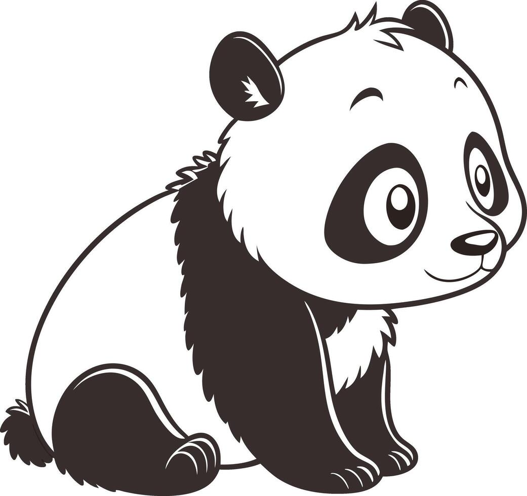 Baby Panda Silhouette Cartoon Design for Prints vector