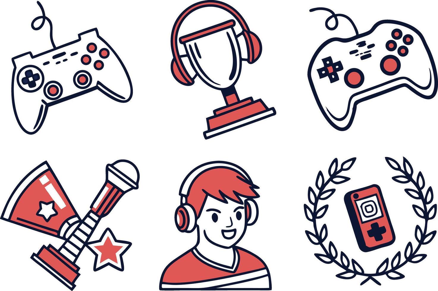 Gaming and Esports Icons Colorful Illustrations Pack vector