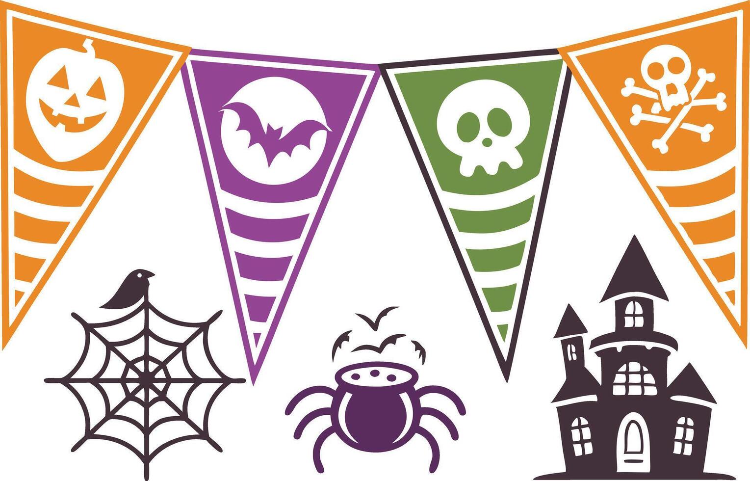 Halloween Elements Collection with Bright Illustrations vector