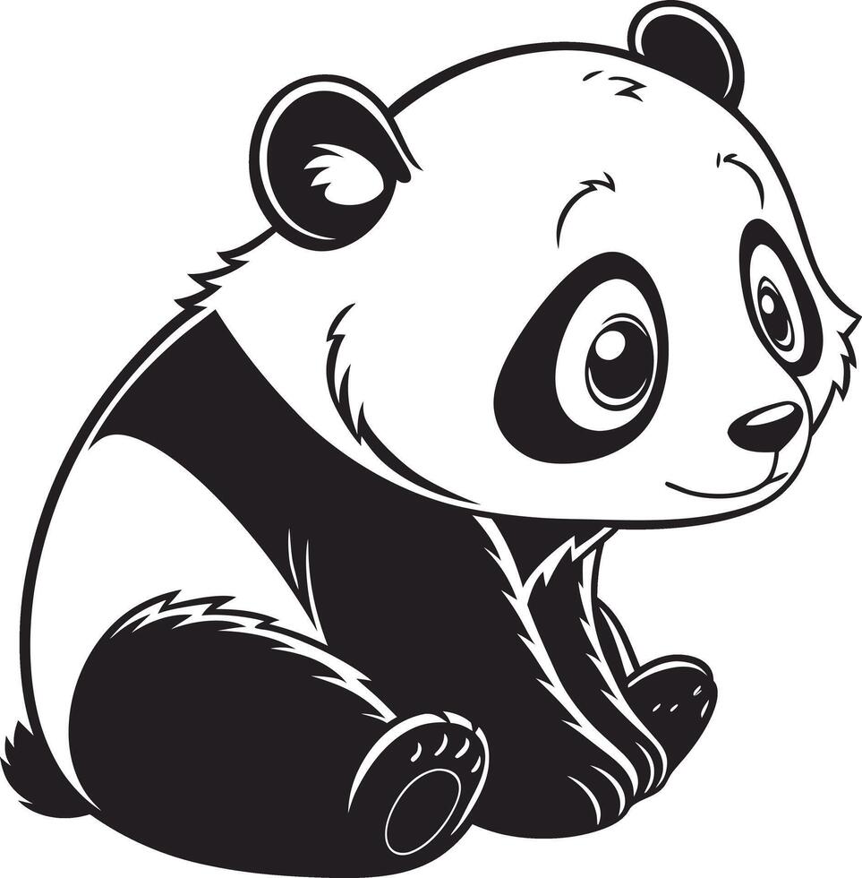 Cute Baby Panda Silhouette in Cartoon Style vector