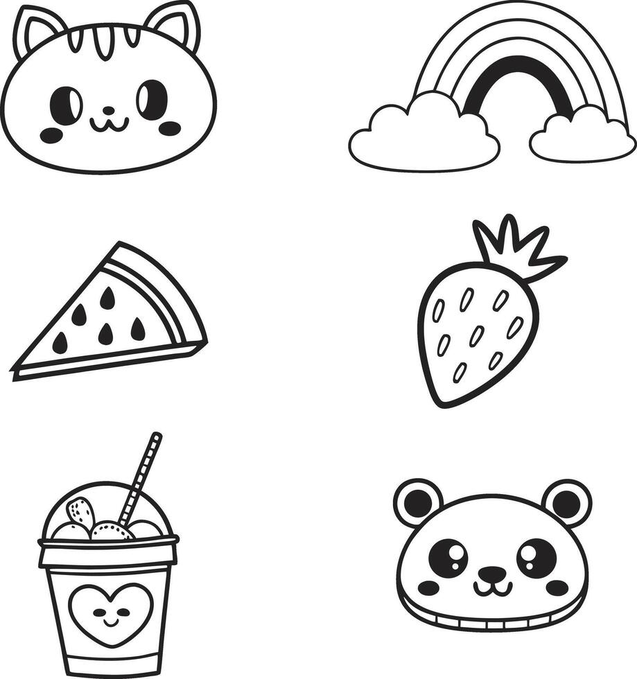 Adorable Kawaii Art Collection vector