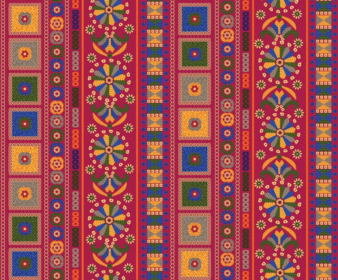 a colorful ethnic pattern with geometric designs vector