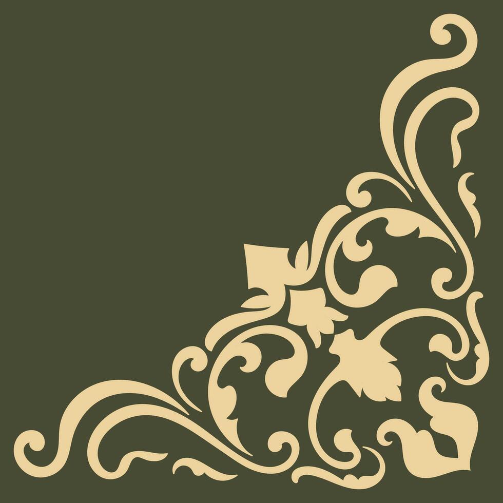 Golden vintage corner green background. Luxury paper corner. Graphic elements. vector