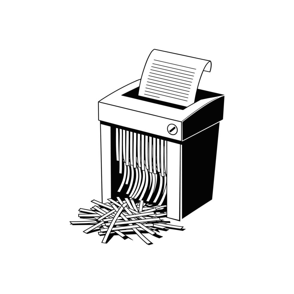 Shredding Documents A close-up illustration of a paper shredder in action, with strips of shredded paper cascading from the machine. vector