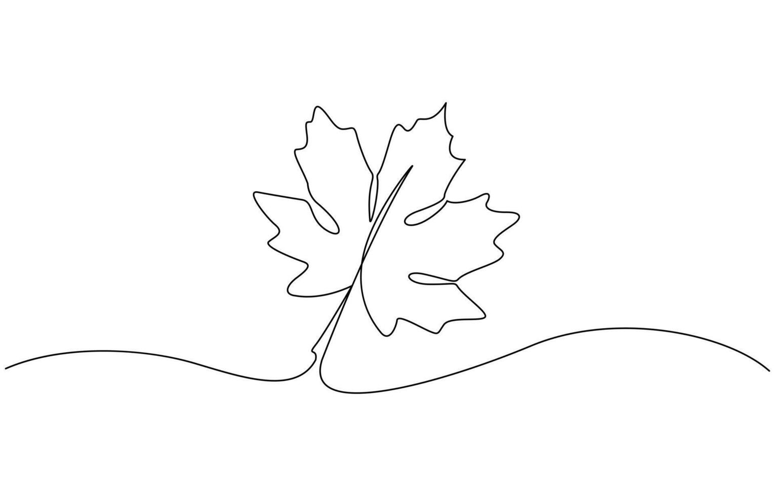 Maple Leaf, Canada Day Continuous Line Drawing with Editable Stroke, Autumn leaf continuous one, A single line drawing of an maple leaf, Outline vector