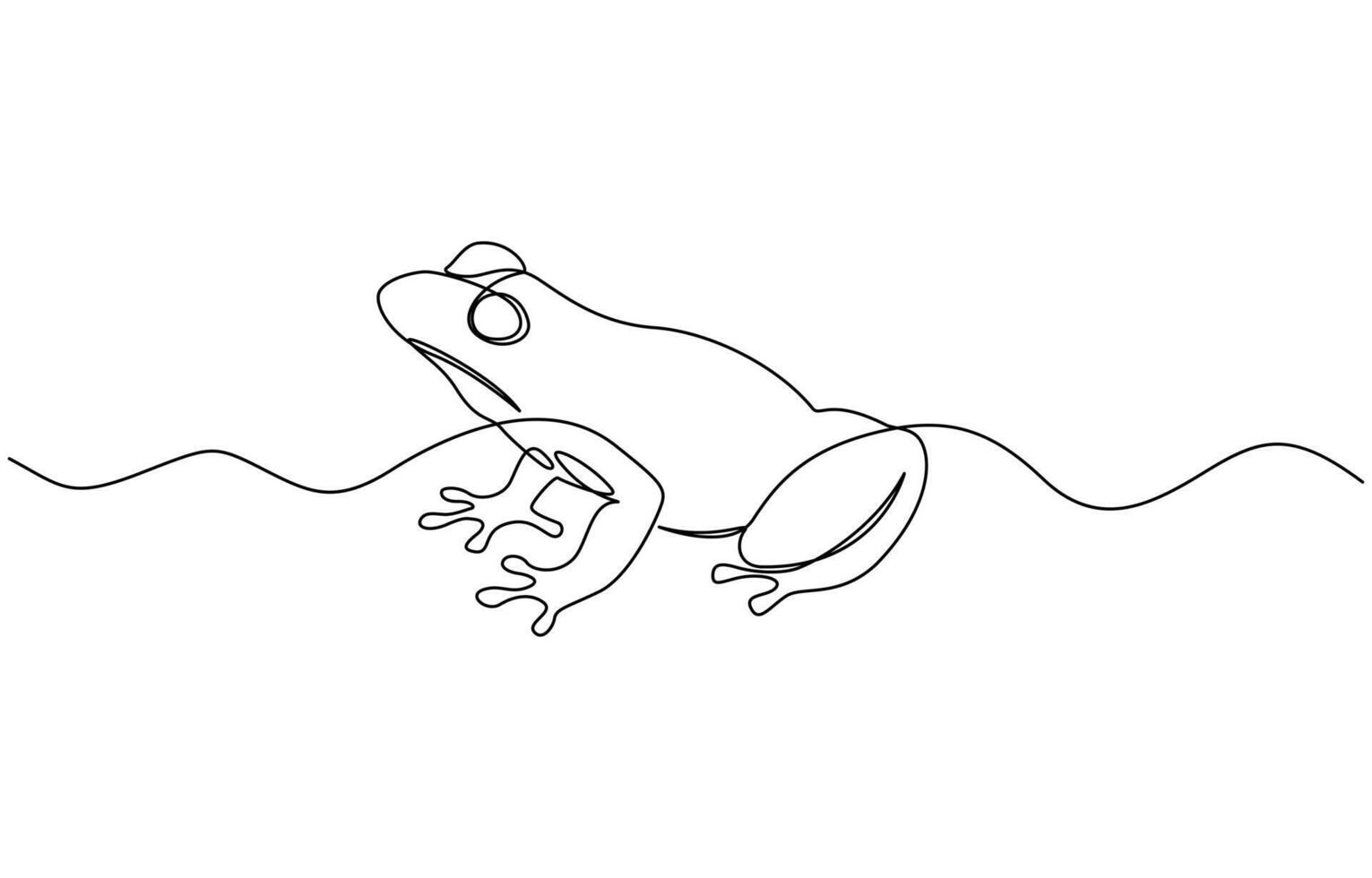 Frog animal continuous line. Continuous one line drawing of frog. Amphibian animal concept. Trendy single line draw graphic design illustration, pro. vector