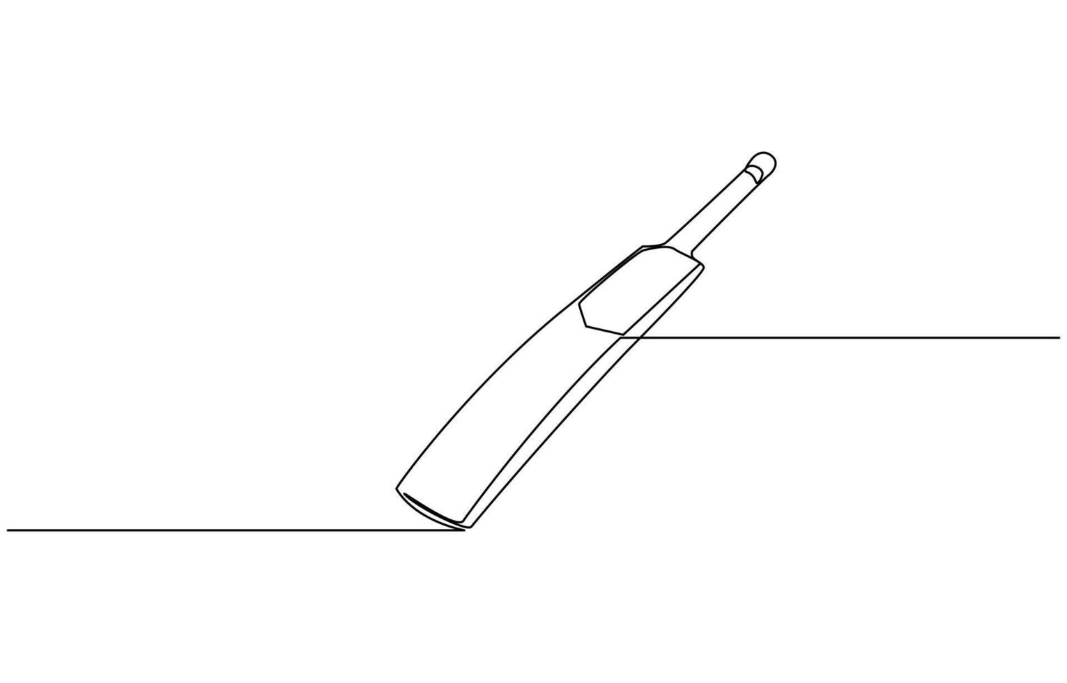 Professional cricket bat continuous single one line drawing, Continuous one line drawing cricket bat, Dynamic single line draw design for advertisement pro design. vector