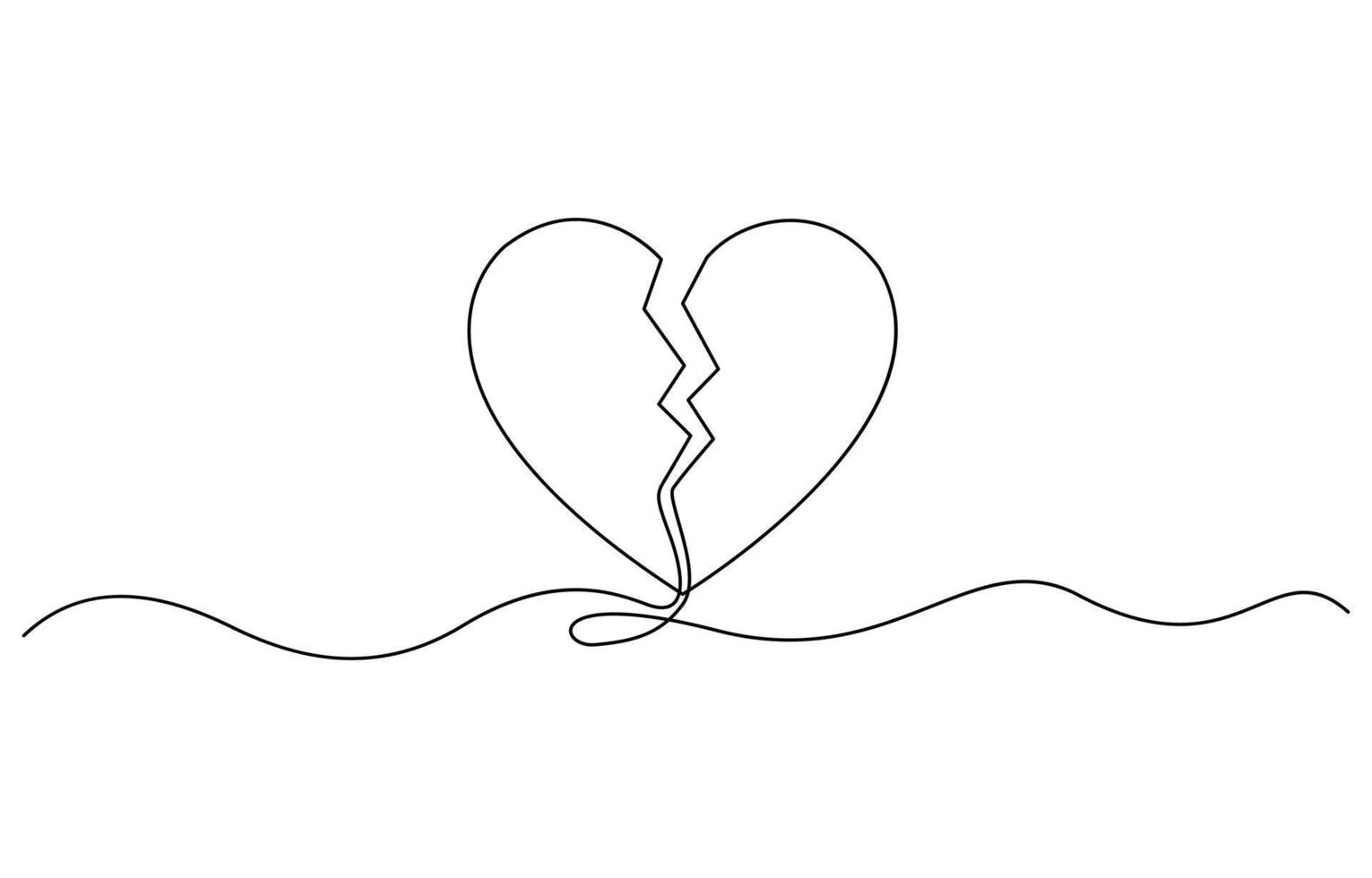 Continuous line drawing was heartbroken. Single line heart is broken, Heart is Broken One Line Minimal Art. vector