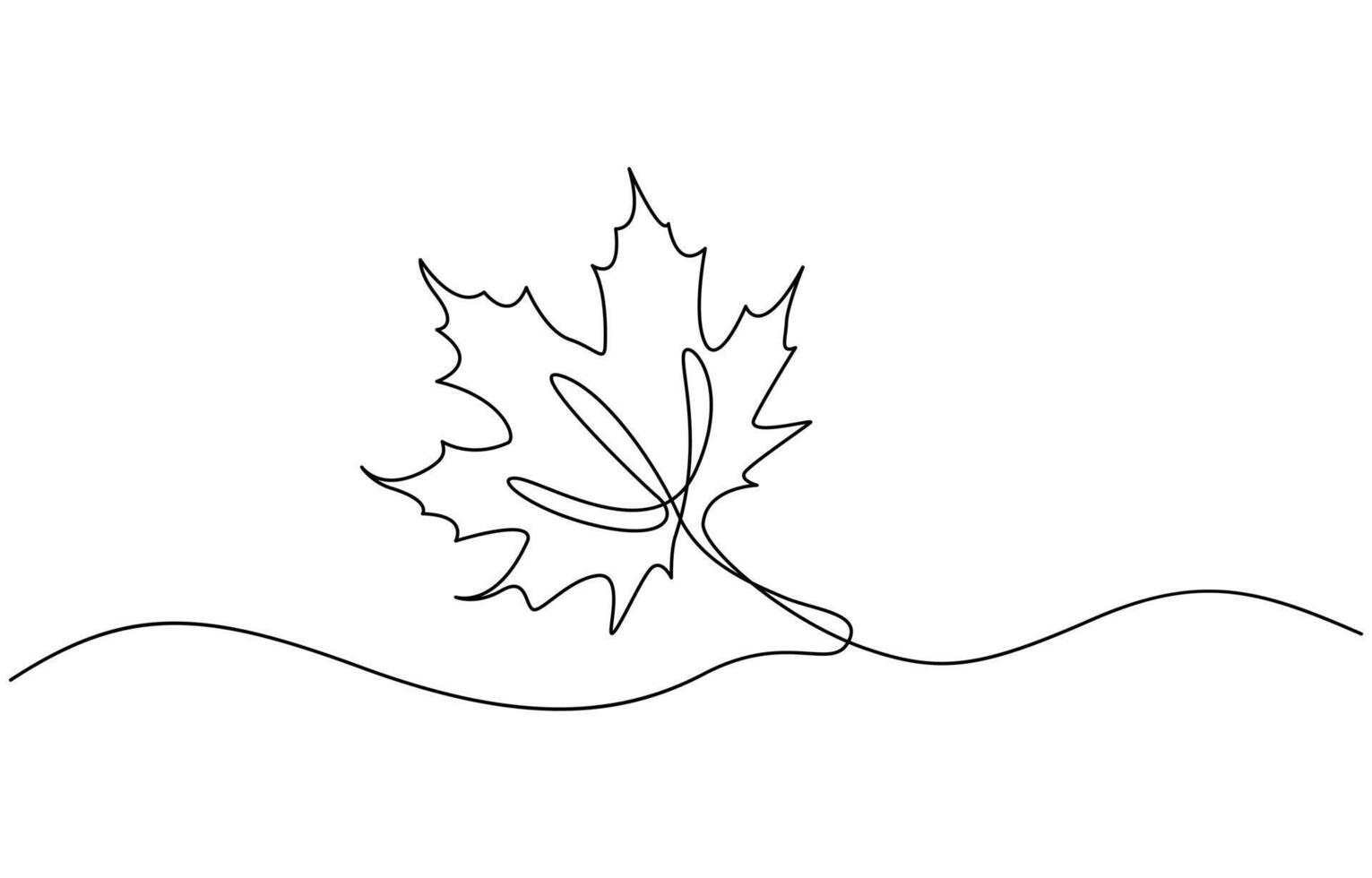 Maple Leaf, Canada Day Continuous Line Drawing with Editable Stroke, Autumn leaf continuous one, A single line drawing of an maple leaf vector