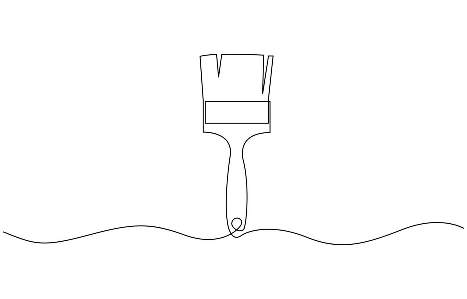 Paint brush outline drawing illustration. one continuous line drawing of painter brush. Wall paint brush icon hand drawn with single one continuous line art drawing vector