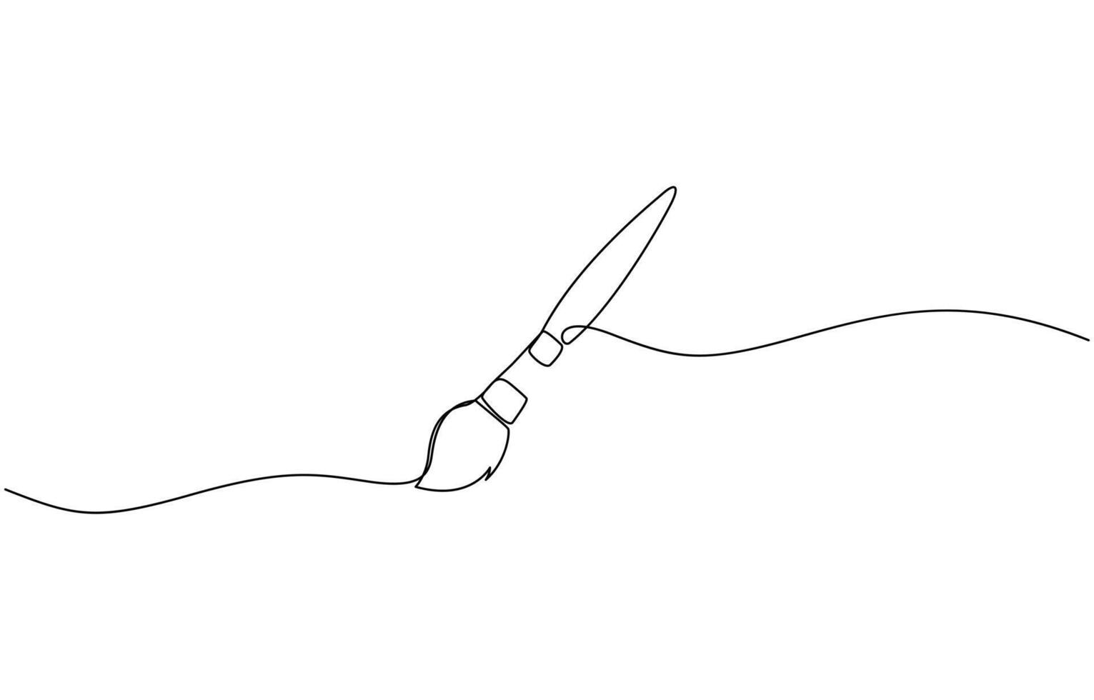 One continuous line drawing of painting brush. Paintbrush symbol for creative and art school in simple linear style for logo and card. Editable stroke. vector