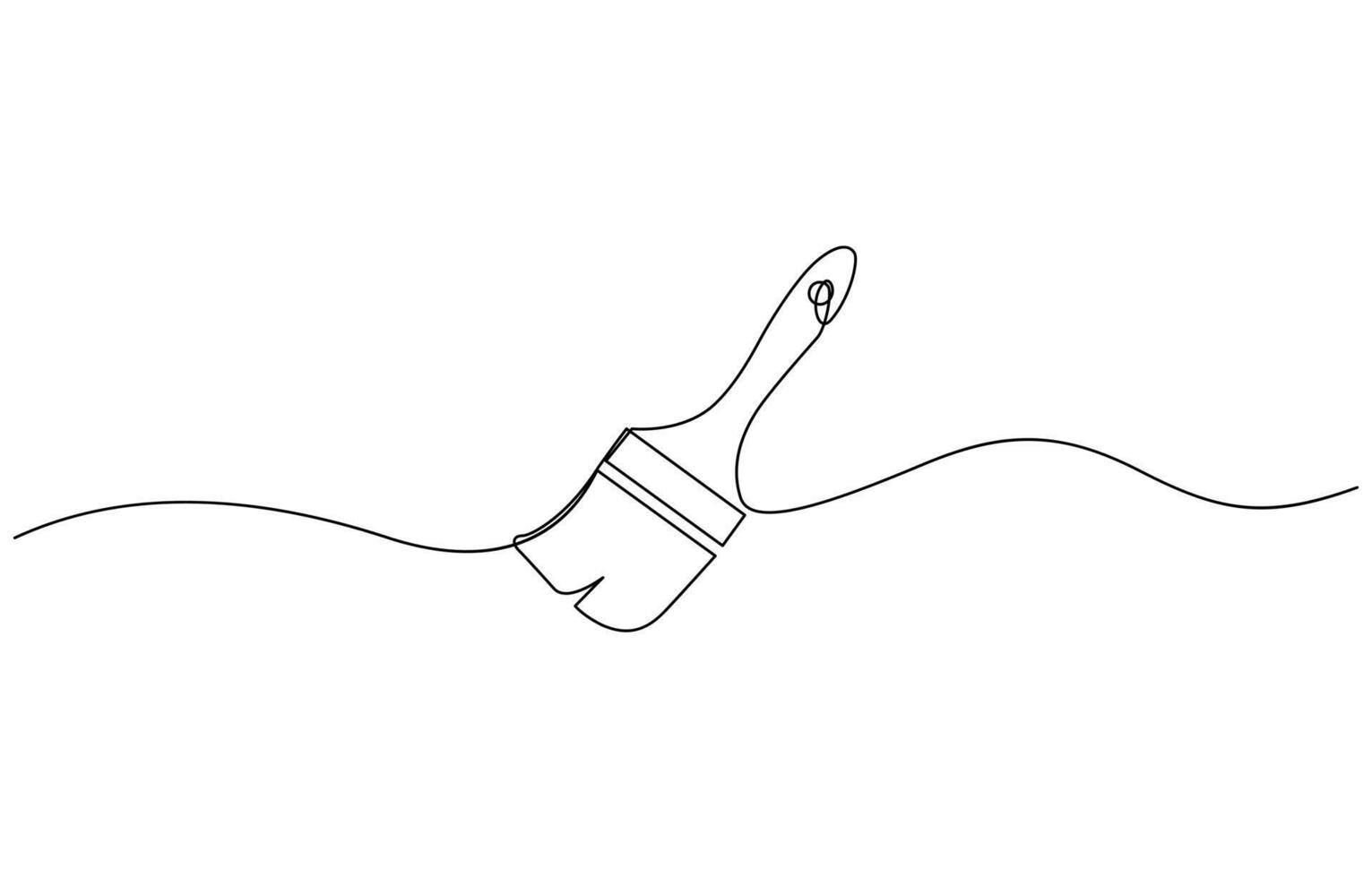 Paint brush outline drawing illustration. one continuous line drawing of painter brush. Wall paint brush icon hand drawn with single one continuous line art design. vector