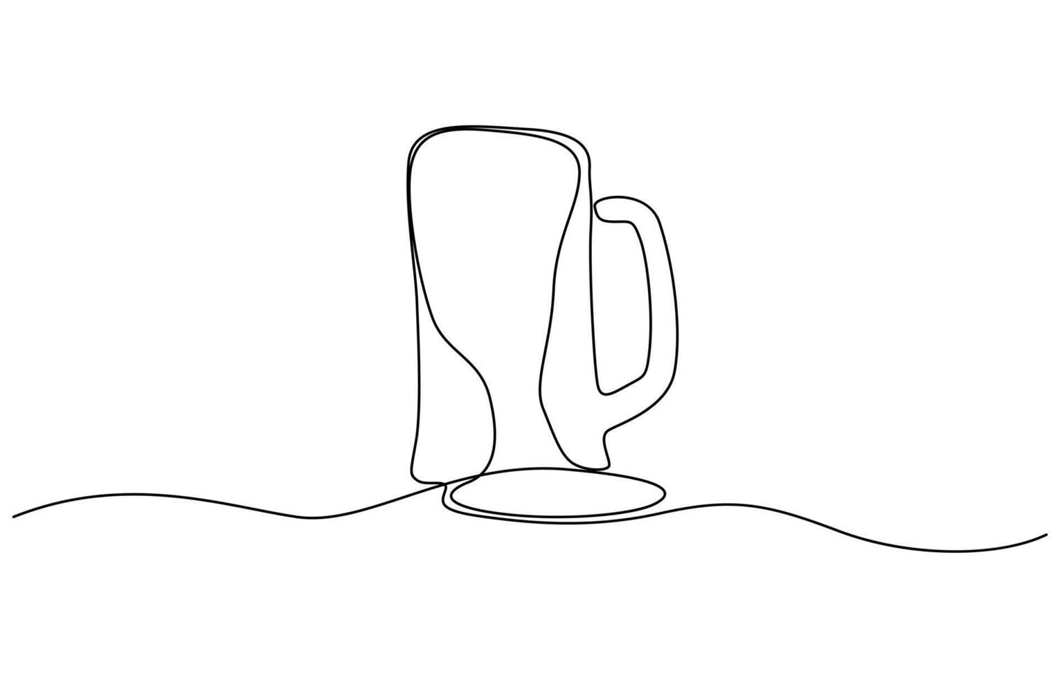 Continuous one line drawing of beer glass with foam. Craft drink alcohol ale in simple linear style, ontinuous one line drawing of beer in a glass, outline style pro illustration vector