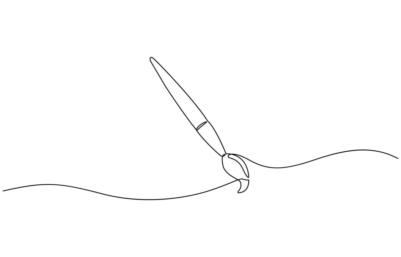 One continuous line drawing of painting brush. Paintbrush symbol for creative and art school in simple linear style. vector