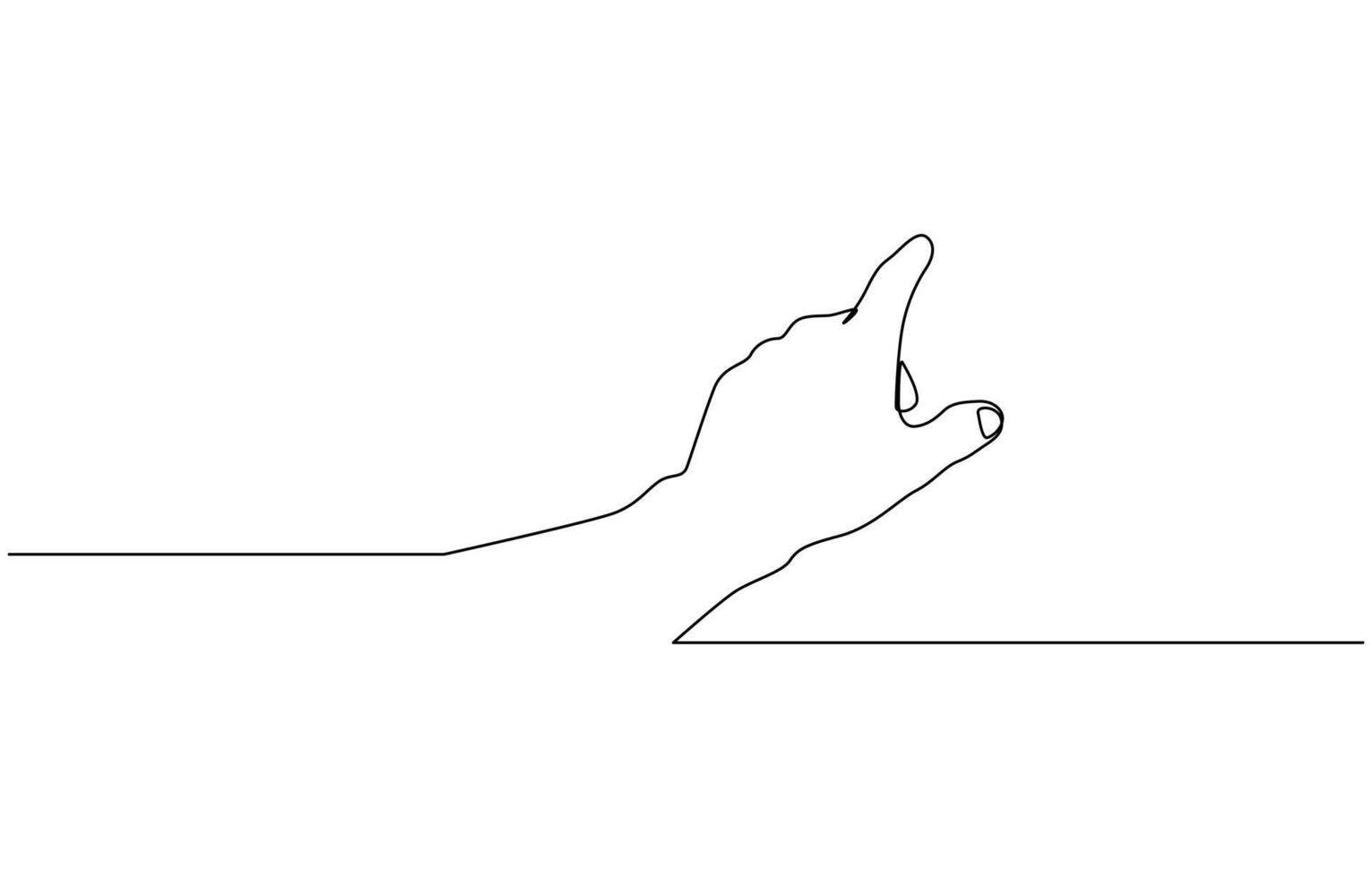 One line drawing hand pointing gesture. Finger instruction concept, One line concept of people showing something on presentation or rise hand. vector