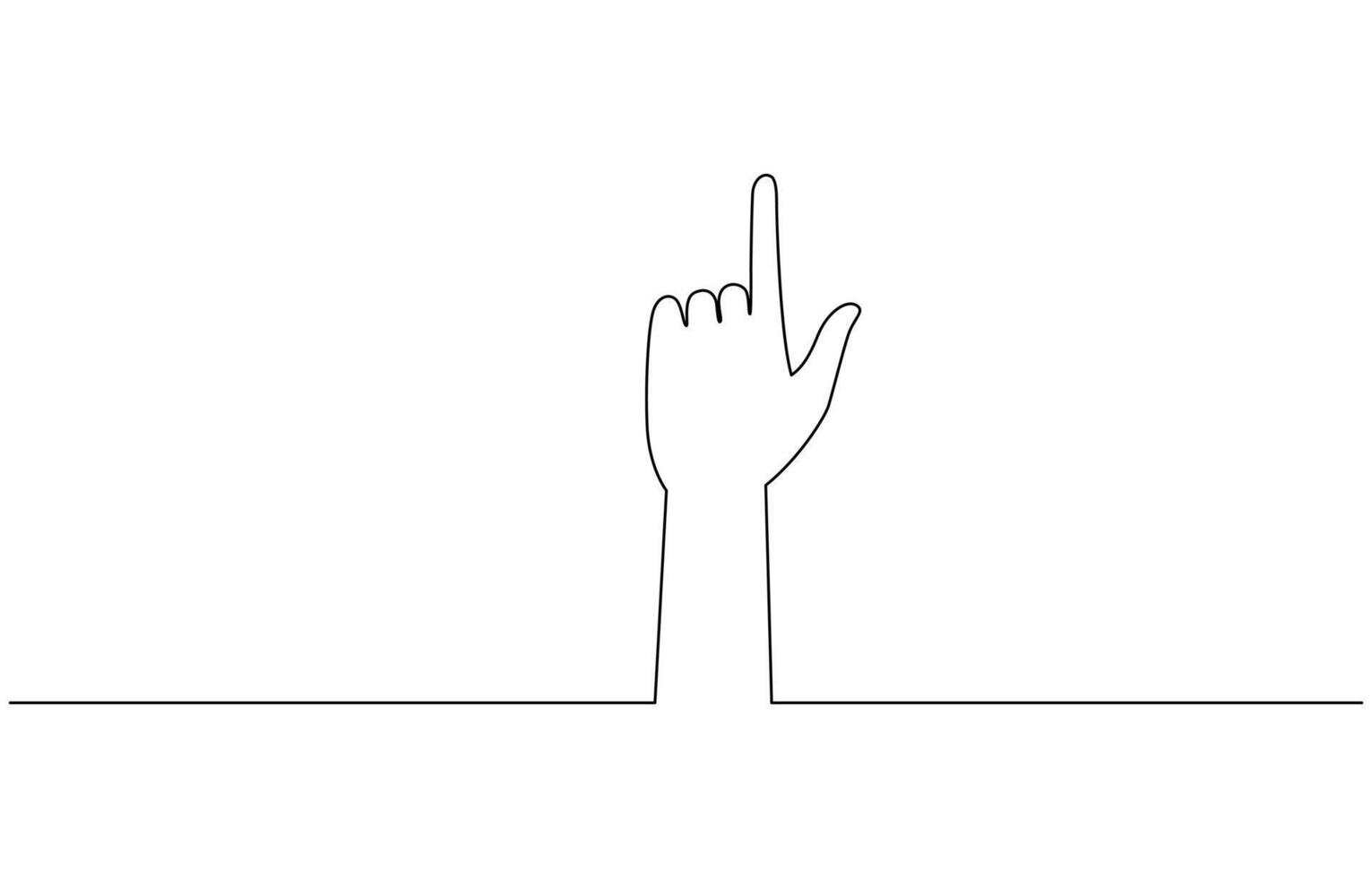 One line drawing hand pointing gesture. Finger instruction concept, One line concept of people showing something on presentation or rise hand, Editable outline vector