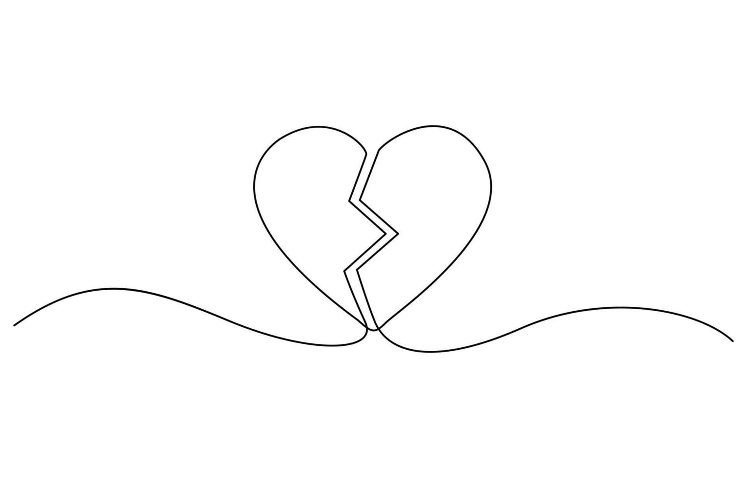 Continuous line drawing was heartbroken. Single line heart is broken, Heart is Broken One Line Minimal Art Drawing. vector
