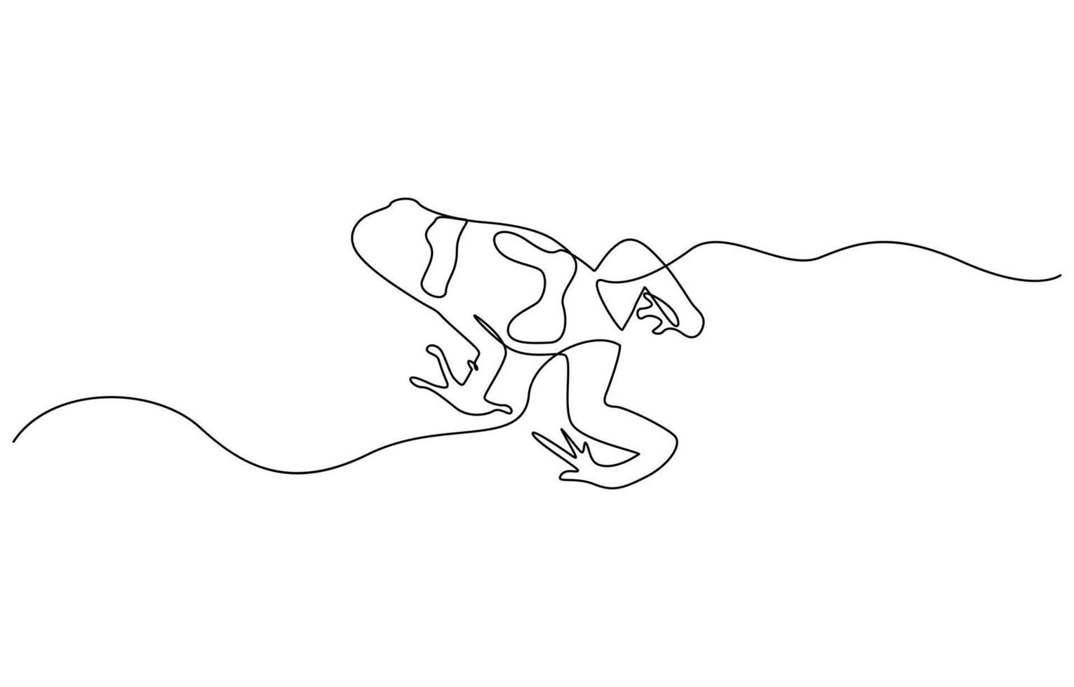 Frog animal continuous line. Continuous one line drawing of frog. Amphibian animal concept. Trendy single line draw graphic design illustration. vector