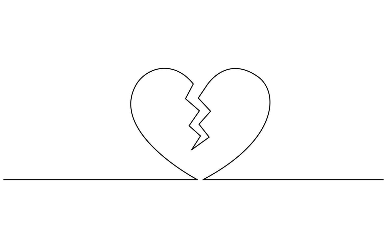 Continuous line drawing was heartbroken. Single line heart is broken, Heart is Broken One Line Minimal Art Drawing vector