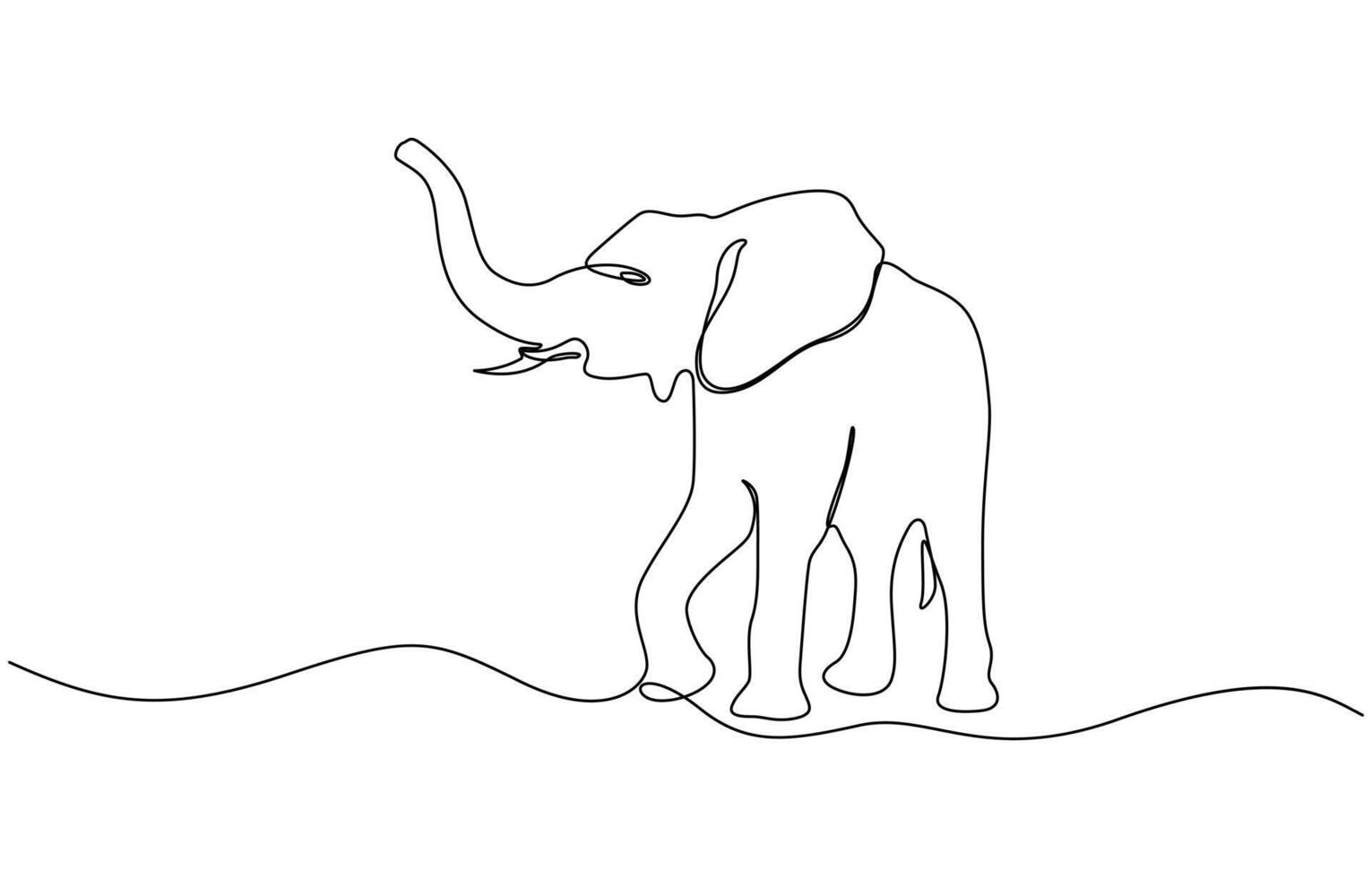 Continuous line of walking standing elephant. Single one line art of wild elephant, World hypertension day concept single line. Editable stroke vector