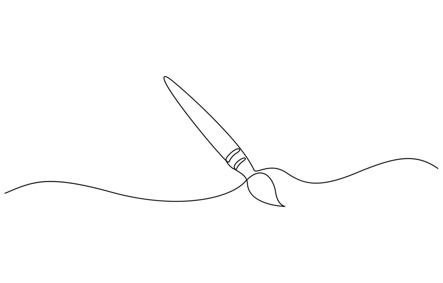 One continuous line drawing of painting brush. Paintbrush symbol for creative and art school in simple linear style for logo and card. vector