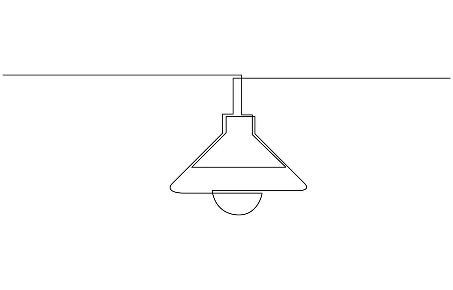 Light bulbs and lampshades drawn in continuous lines, Continuous one line drawing of chandelier. One line drawing of hanging lamp, Editable outline vector
