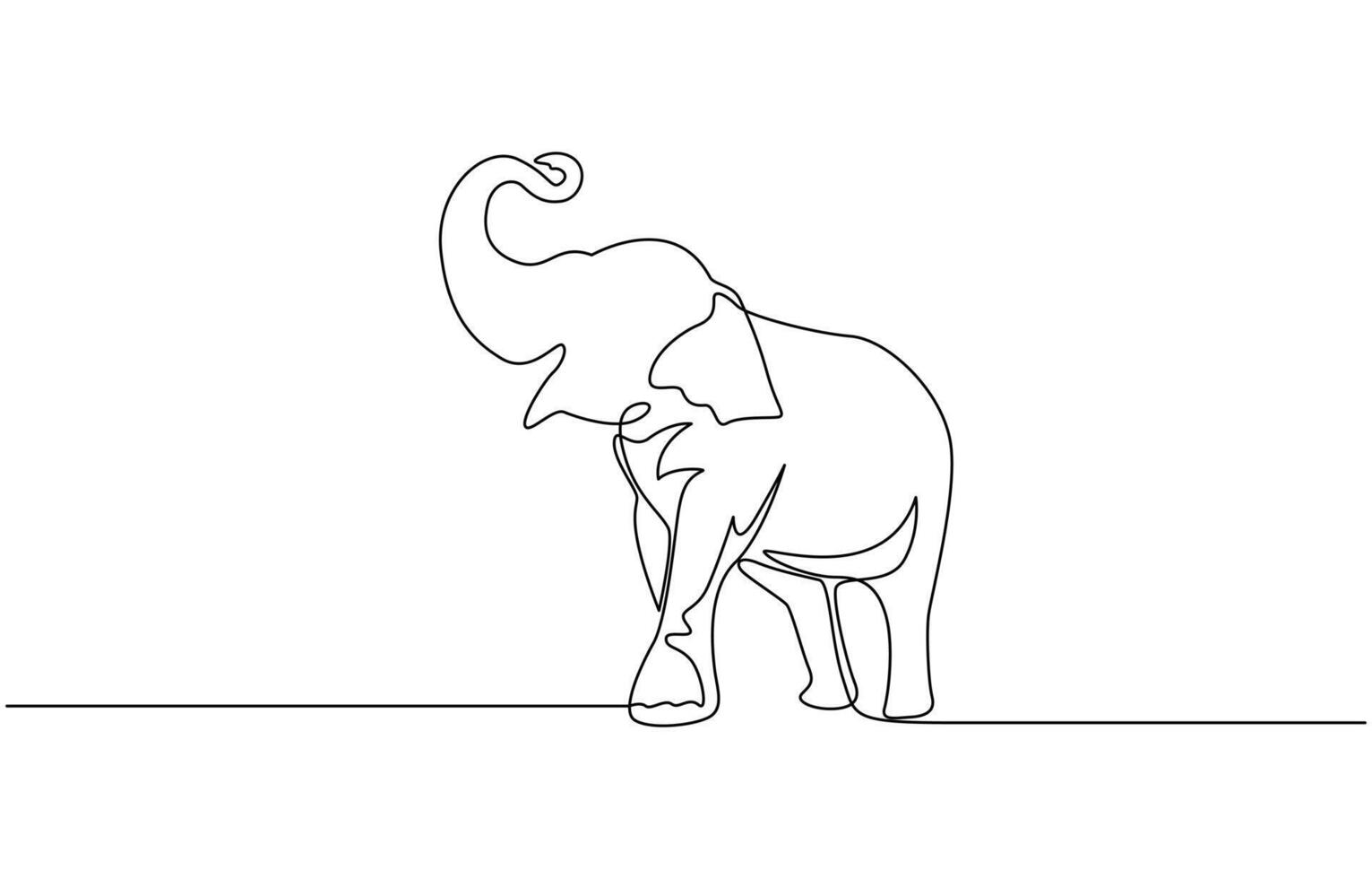 Continuous line of walking standing elephant. Single one line art of wild elephant, World hypertension day concept single line. vector
