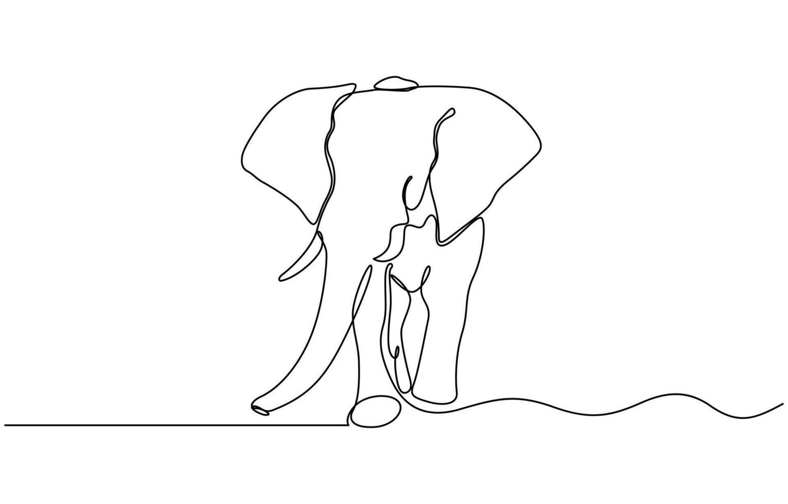 Continuous line of walking standing elephant. Single one line art of wild elephant, World hypertension day concept single line. Editable stroke. vector