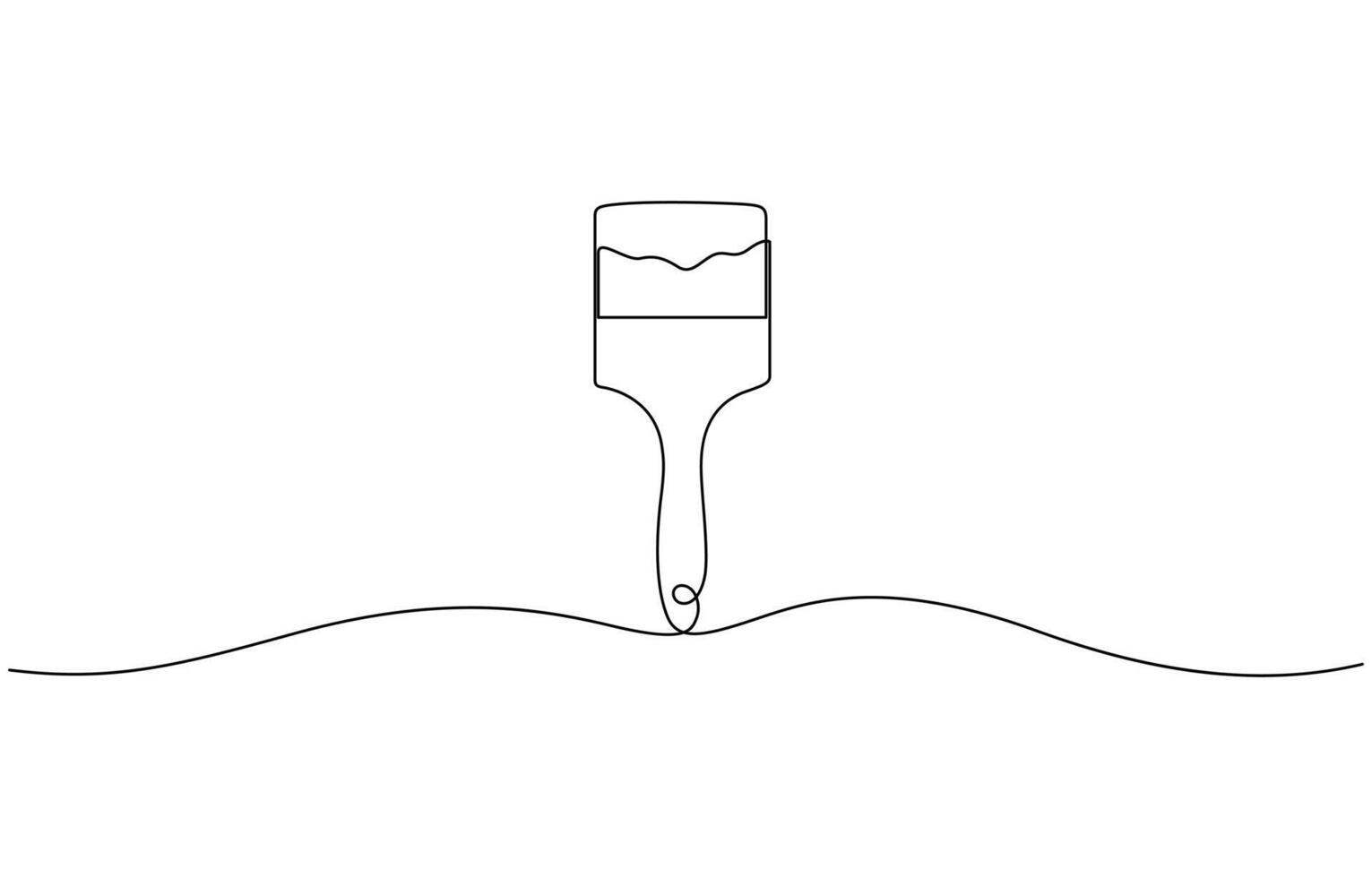 Paint brush outline drawing illustration. one continuous line drawing of painter brush. Wall paint brush icon hand drawn with single one continuous line art pro drawing vector