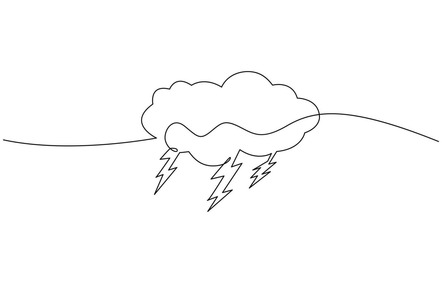 Single continuous line art rainy stormy cloud. Sad emotional cloudy weather lightning design, Sad emotional cloudy weather lightning design concept vector