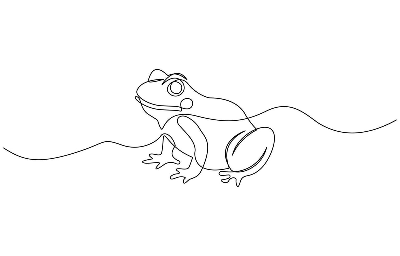Frog animal continuous line. Continuous one line drawing of frog. Amphibian animal concept. Trendy single line draw graphic design illustration, pro design. vector