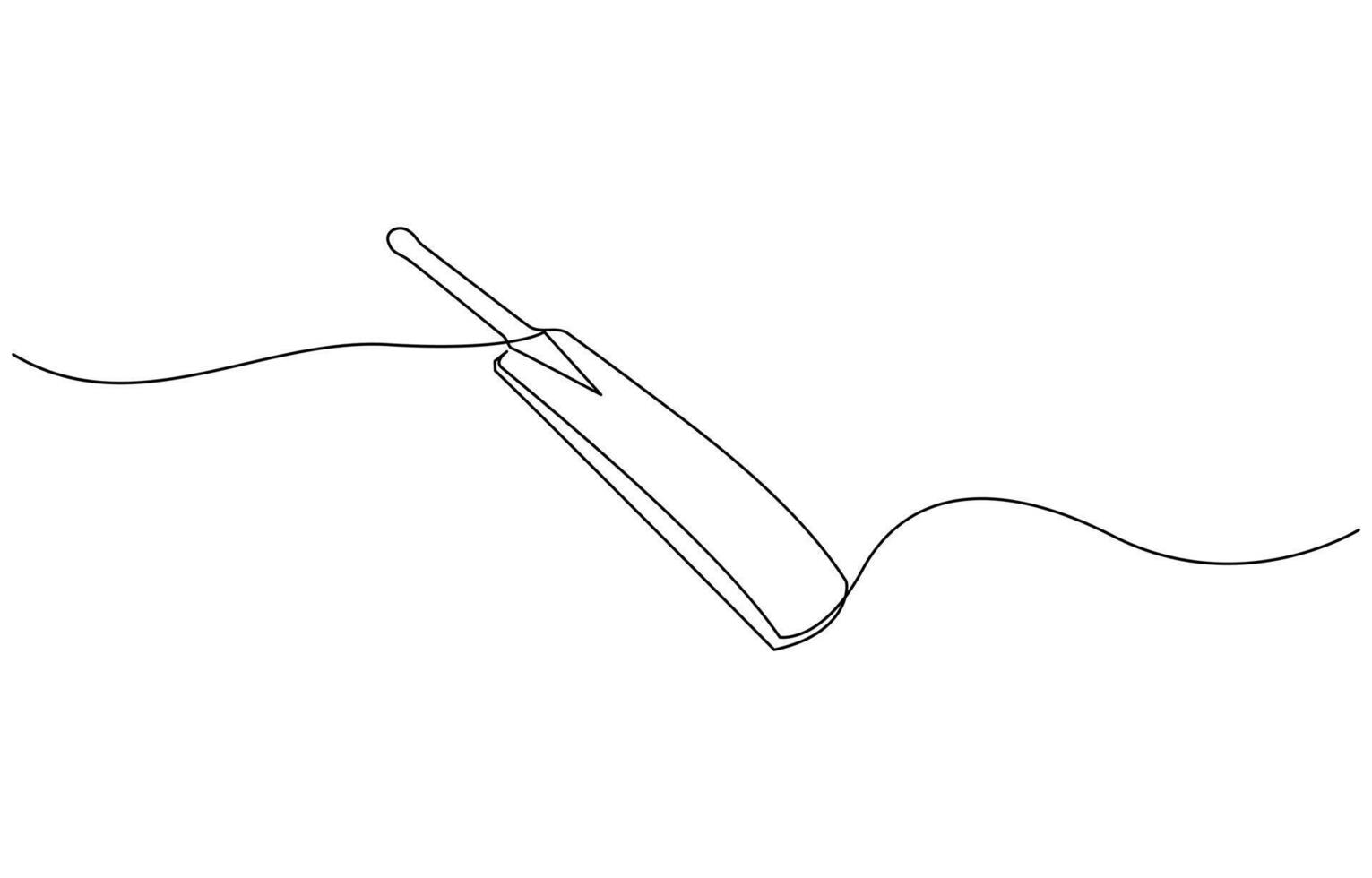 Professional cricket bat continuous single one line drawing, Continuous one line drawing cricket bat, Dynamic single line draw design for advertisement poster pro design vector
