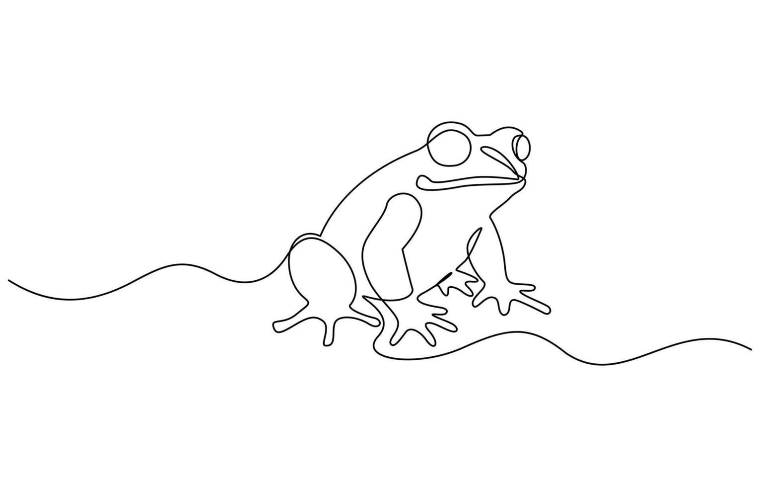 Frog animal continuous line. Continuous one line drawing of frog. Amphibian animal concept. Trendy single line draw graphic design illustration, pro design vector