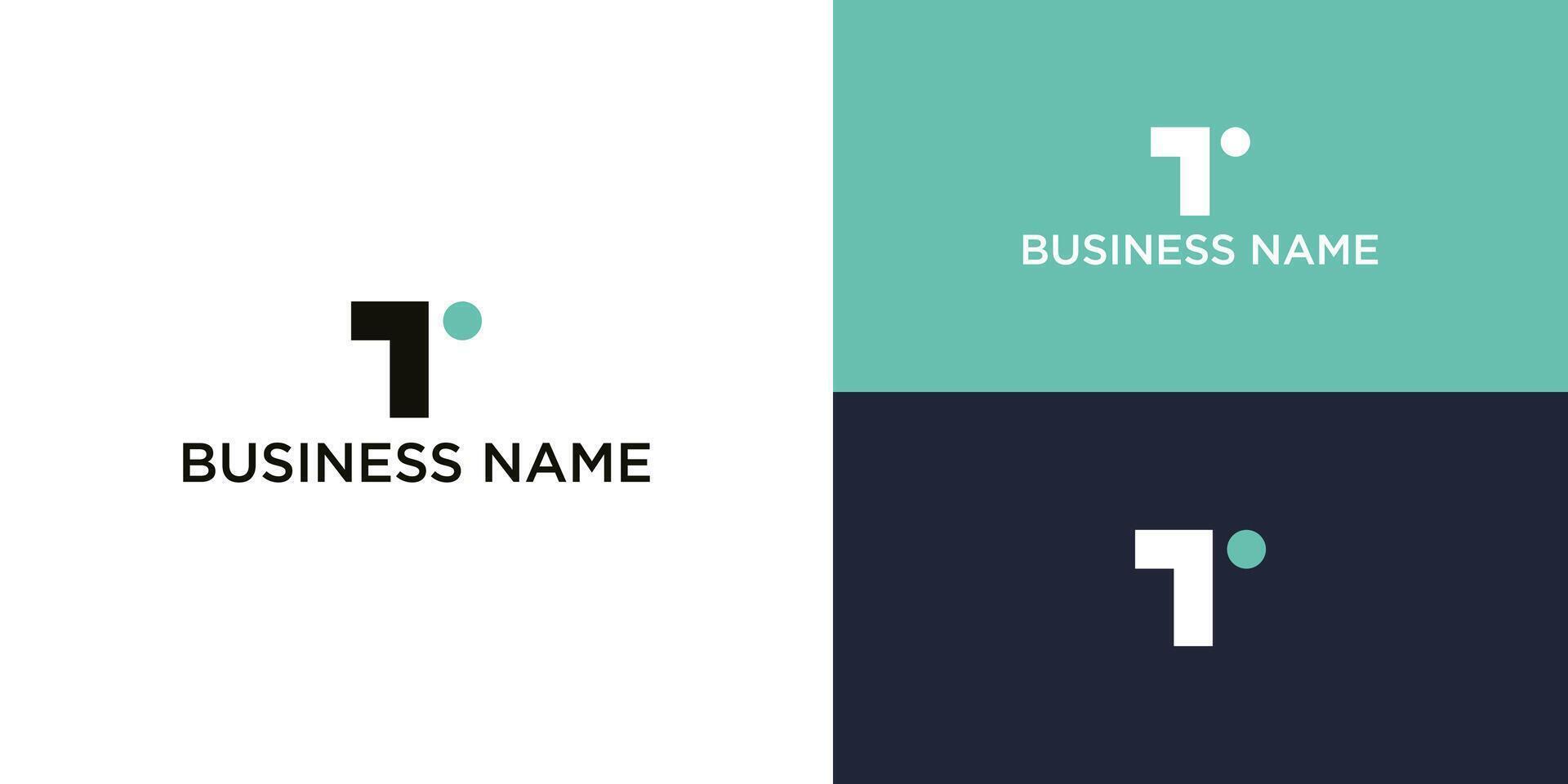 Minimalist logo design with simple letter T and dot, modern professional , flat monochrome style vector