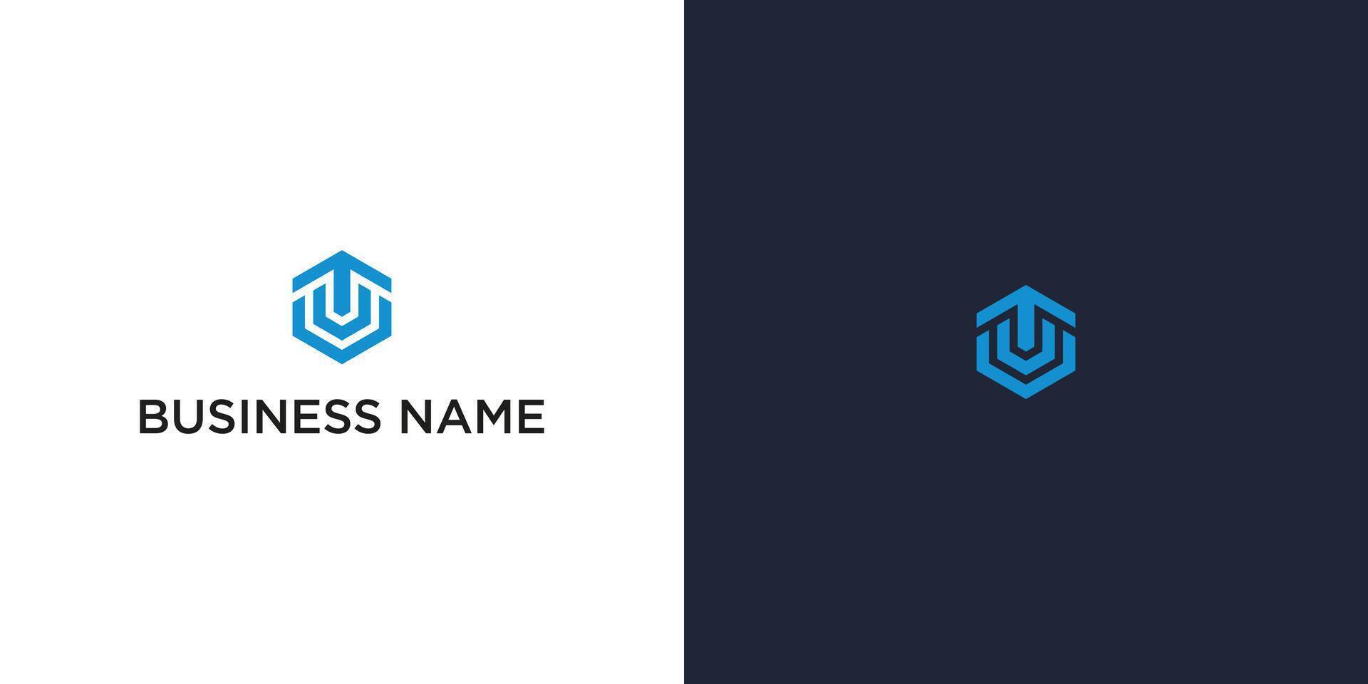 Initial TV logo, abstract logo design with hexagon shape and intertwined lines, business name branding, modern and professional minimalist vector
