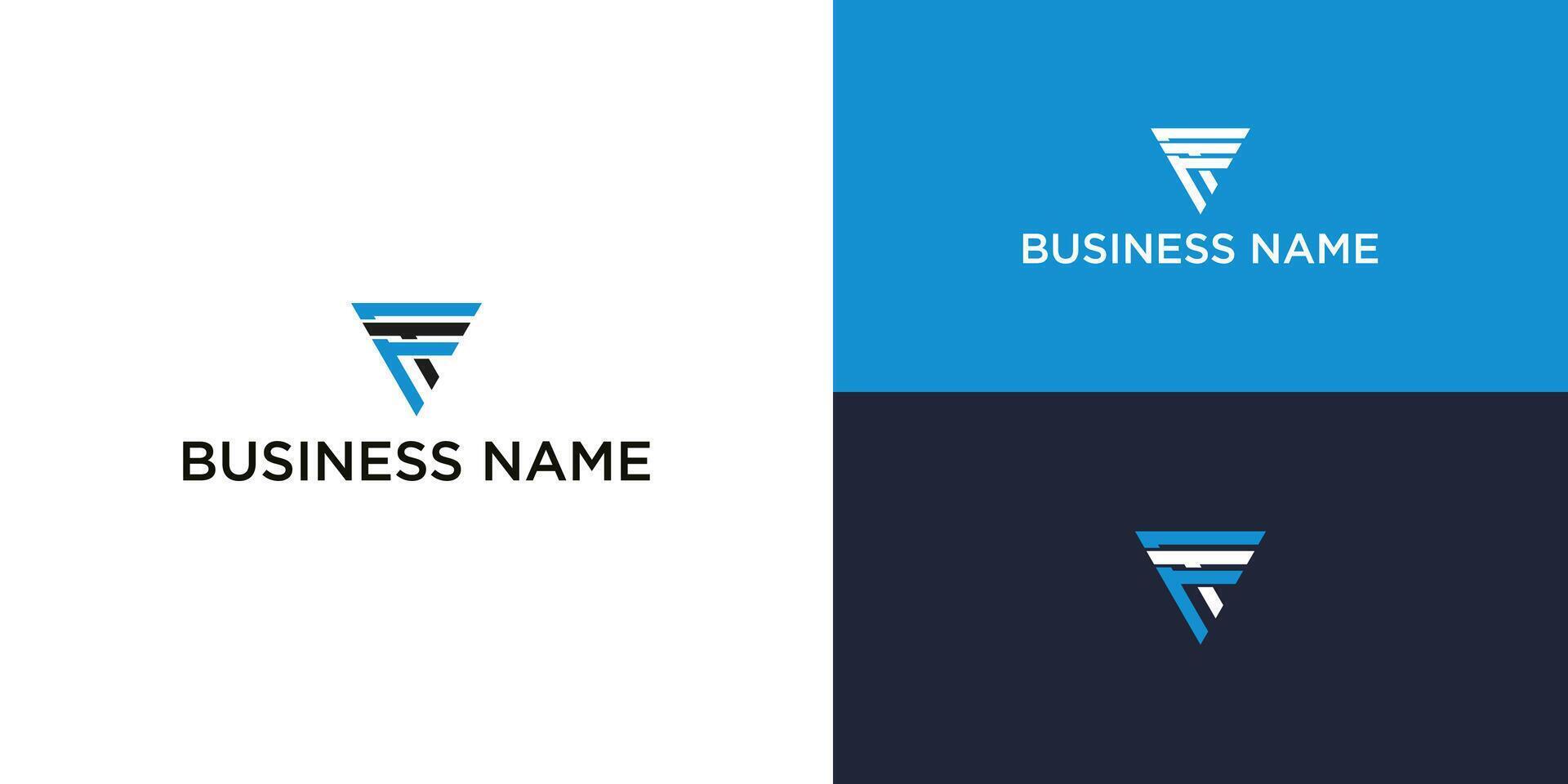 Modern TF Logo Design with Triangle Shape Abstract Monogram in Geometric Style vector