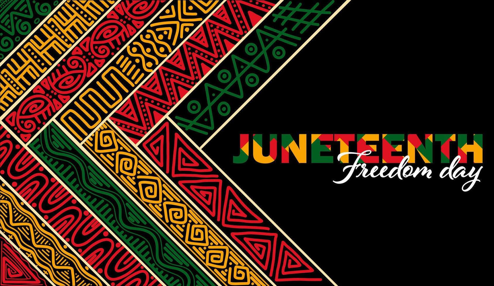 Juneteenth Independence Day Background. Black History Month. Freedom or Emancipation day. Annual American holiday June 19 poster. Horizontal banner illustration. vector