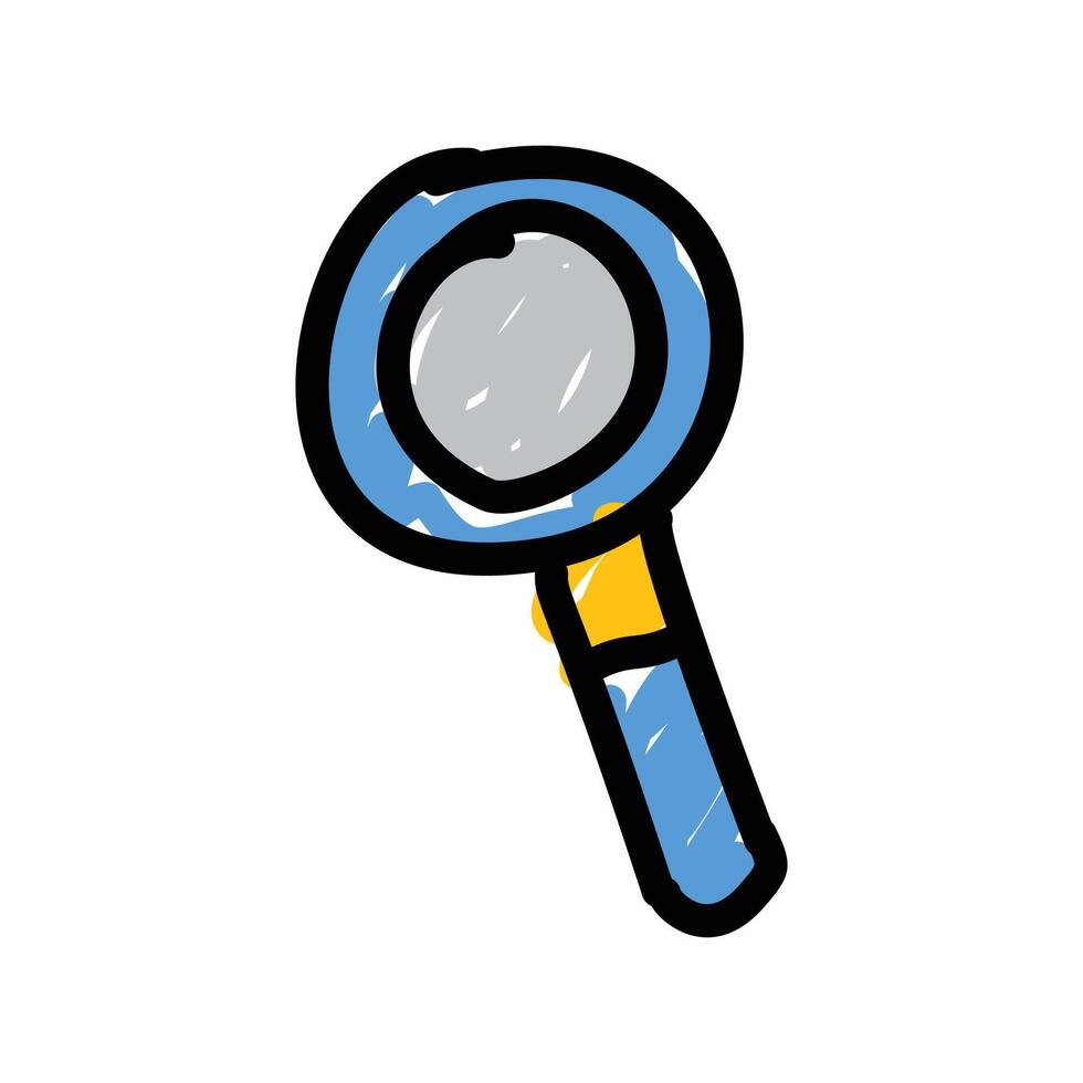set of an Business Crayon Doodle Magnifying vector
