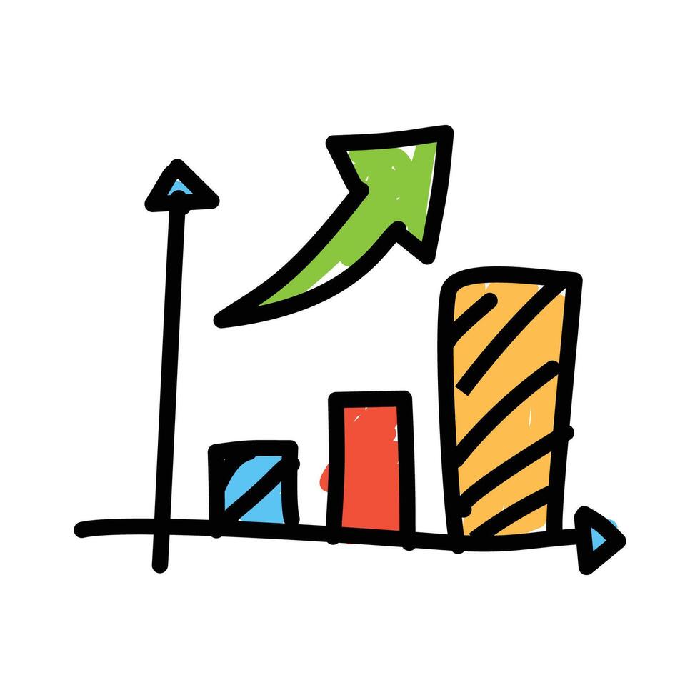 set of an Business Crayon Doodle Graph vector